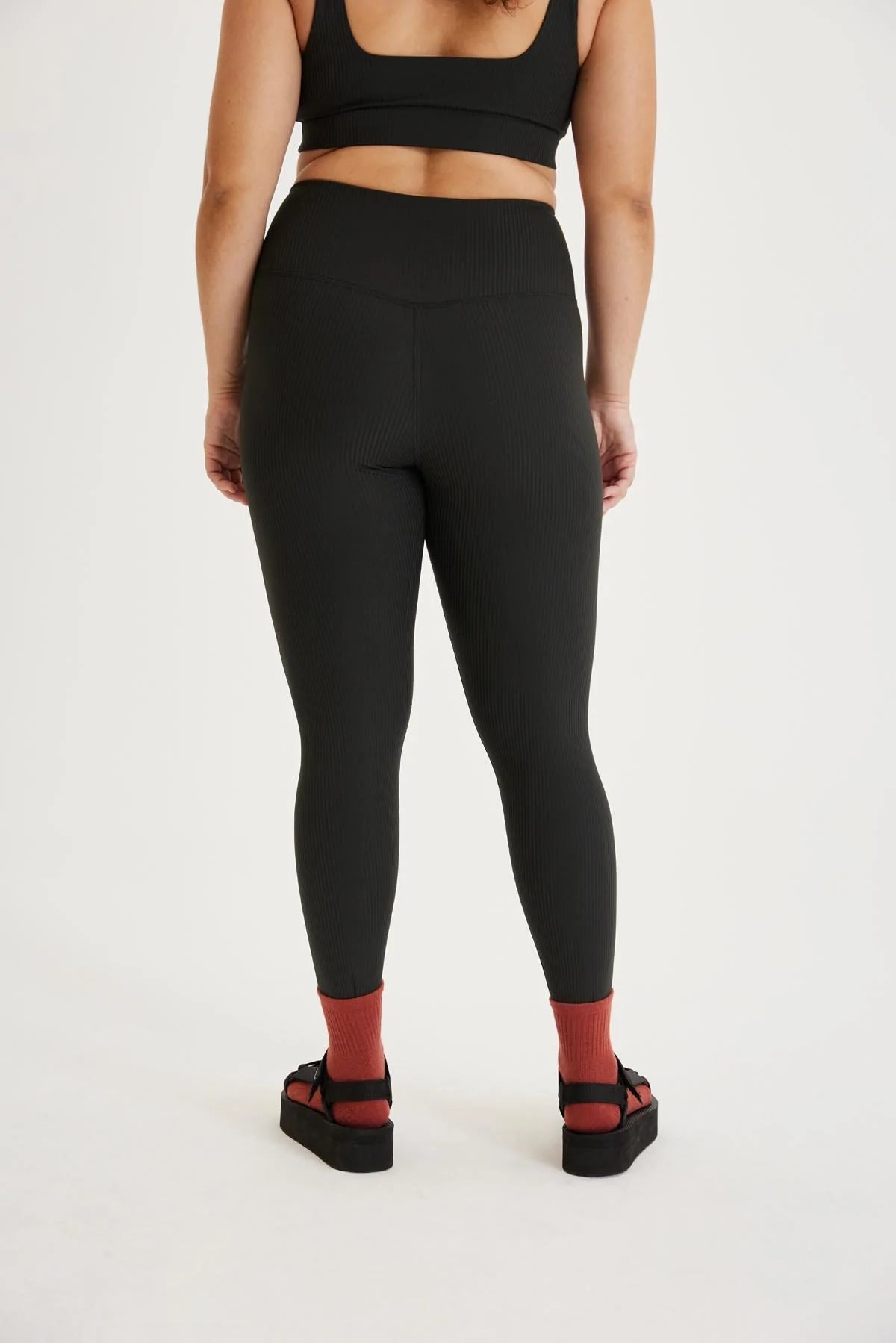 Rib High-Rise Legging by Girlfriend Collective Trendy Foil Finish Leggings