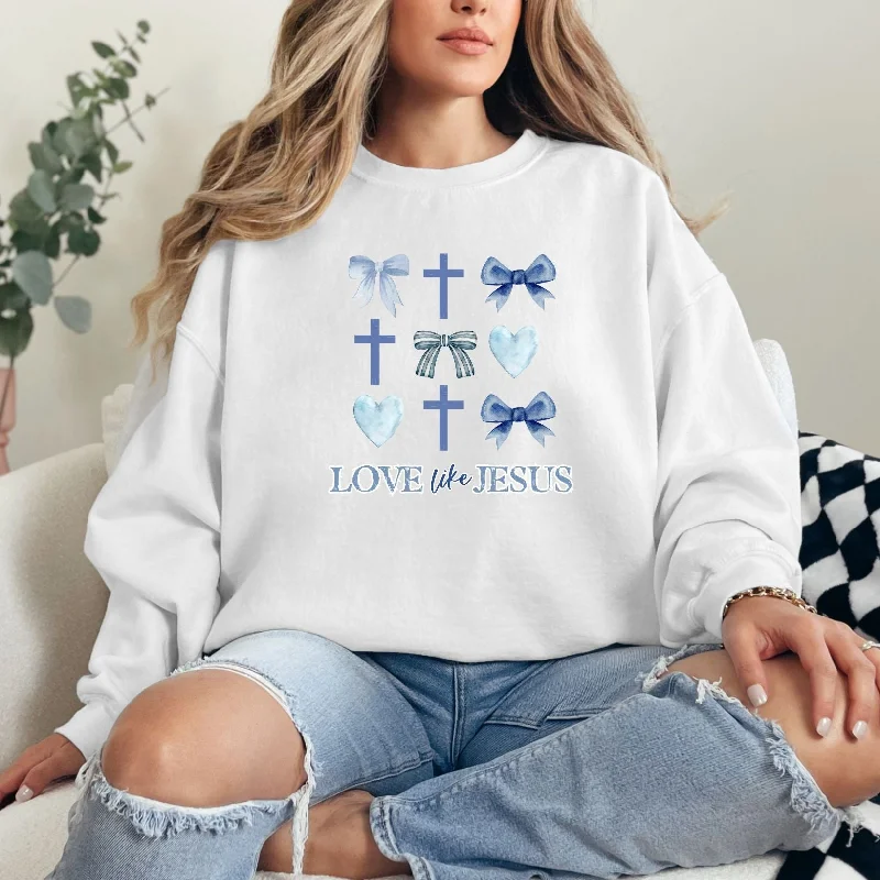 Hazel Blues® | Love Like Jesus Graphic Sweatshirt Hoodie with Ribbed Hem Stretchable Secure Hazel Blues® | Love Like Jesus Graphic Sweatshirt Hoodie with Ribbed Hem Stretchable Secure