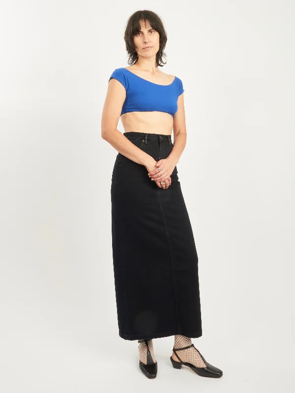 Lapis Salinas Crop Top Spandex Blend Rayon Blend Denim Blend