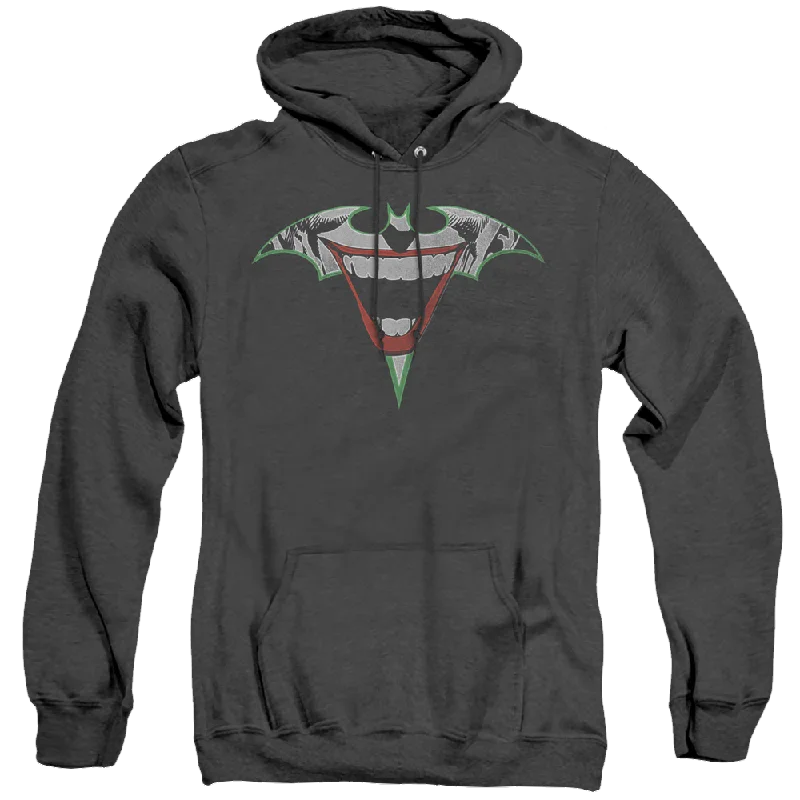 Joker, The Joker Bat Logo - Heather Pullover Hoodie Faux Fur Trim