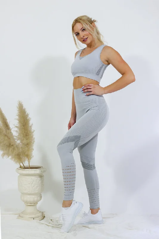 Legging and Top Set - Gray Cozy Sweat-Wicking Leggings