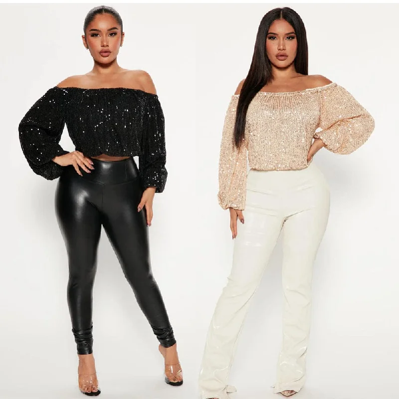 C1104TA21 Dropshipping Sexy Off Shoulder Sequin Crop Top For Ladies Sehe Fashion Faux Fur Fabric Real Fur Fabric Shearling Fabric C1104TA21 Dropshipping Sexy Off Shoulder Sequin Crop Top For Ladies Sehe Fashion Faux Fur Fabric Real Fur Fabric Shearling Fabric