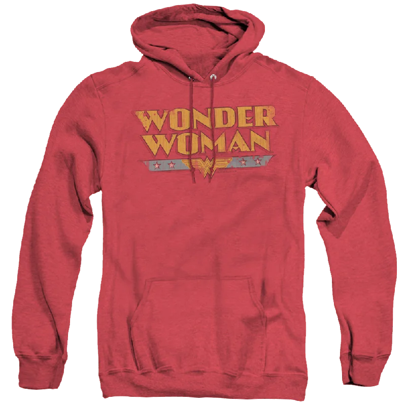 Wonder Woman Wonder Woman Logo - Heather Pullover Hoodie Shirred Sleeve Feminine