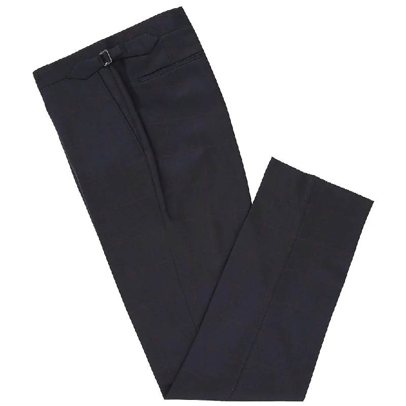 Barney Navy and Red Windowpane Check Trousers Trousers Prom Sequined