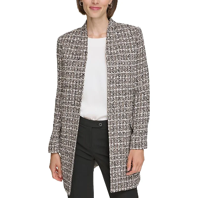 Calvin Klein Womens Textured Open Front Long Coat Shawl Collar Notch Collar Lapel Collar Calvin Klein Womens Textured Open Front Long Coat Shawl Collar Notch Collar Lapel Collar