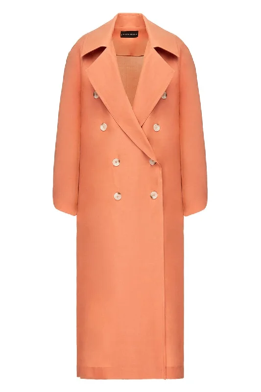 ORANGE WIDE LAPEL COAT Striped Polka Dot Solid