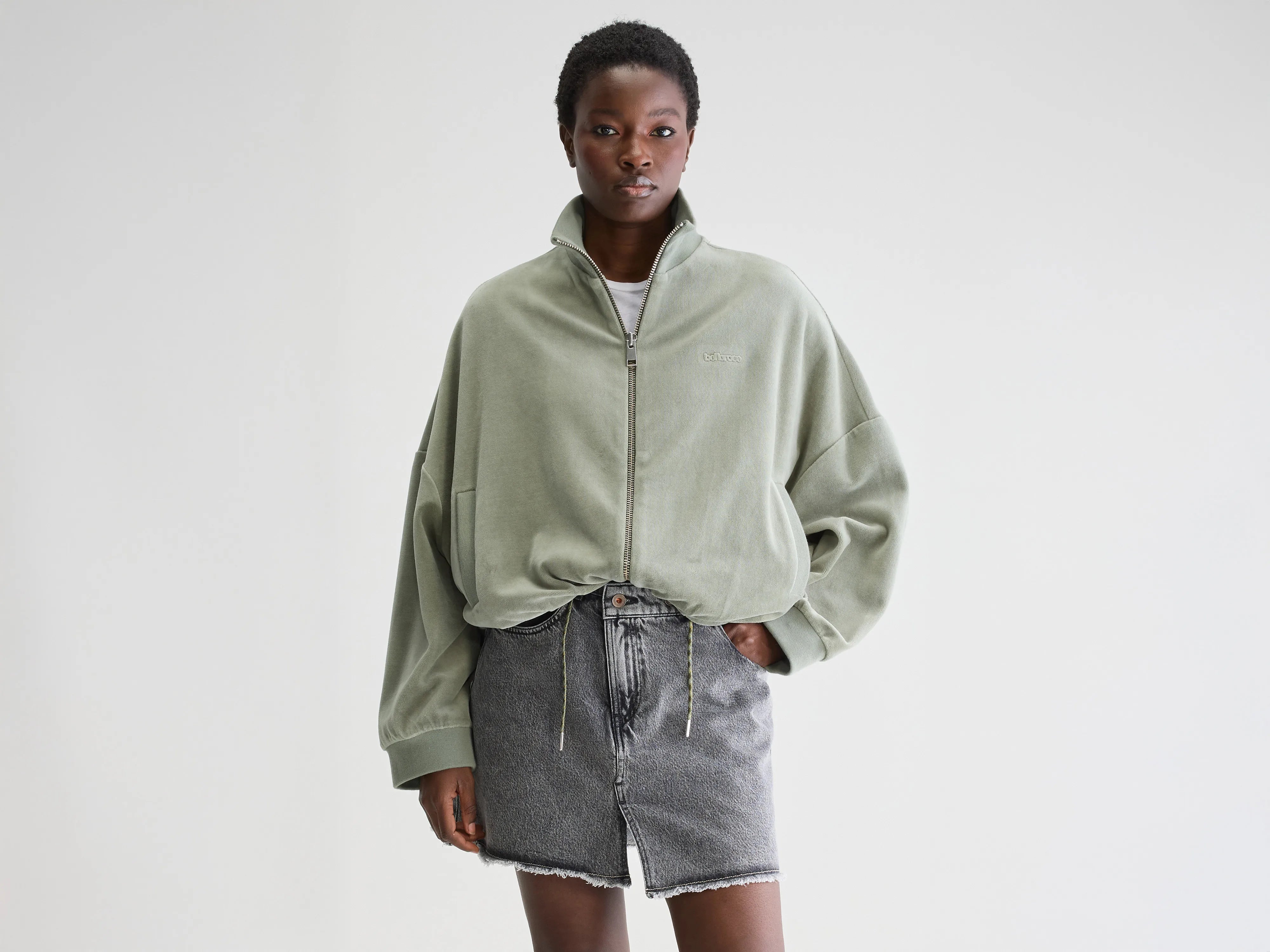 Tallis zip-up sweatshirt (251 / W / EUCALYPTUS) Hoodie with Typography Text Message