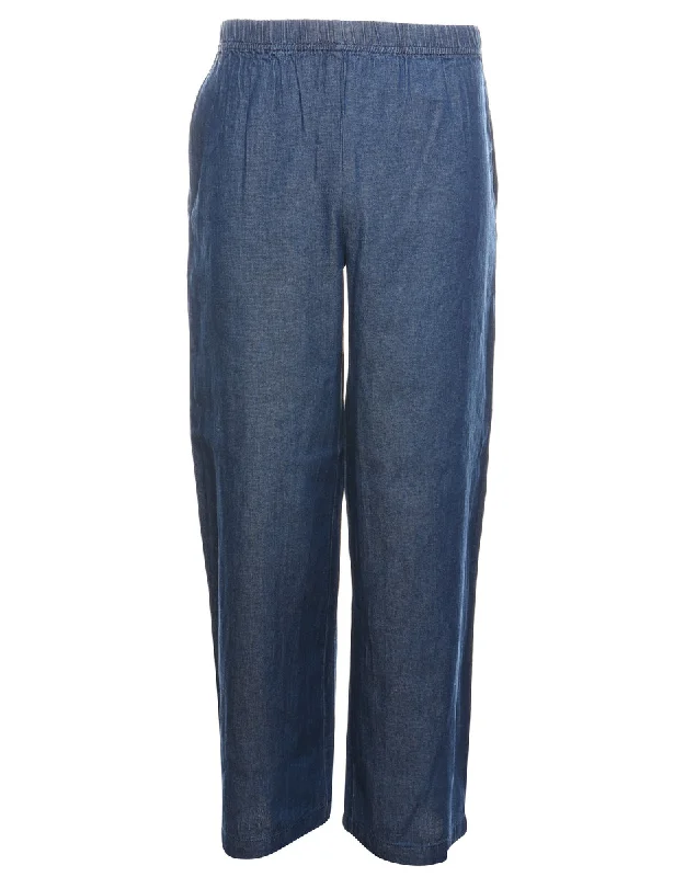 Medium Wash Wide Leg Denim Trousers - W26 L31 Trousers Fall Fleece