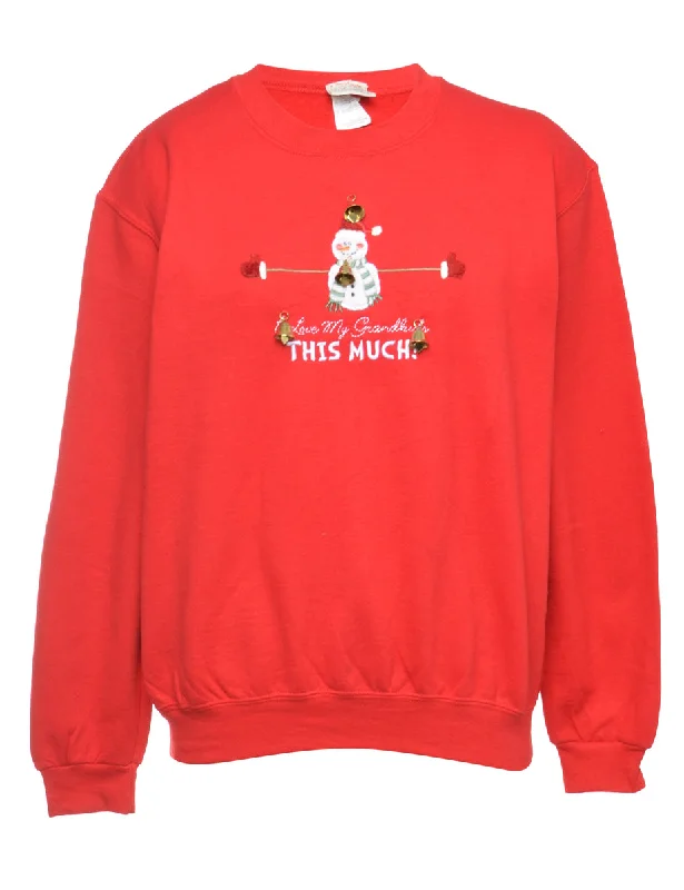 Beyond Retro Reworked Christmas Sweatshirt With Bells - L Hoodie with Elastic Waist Stretchable Comfortable Beyond Retro Reworked Christmas Sweatshirt With Bells - L Hoodie with Elastic Waist Stretchable Comfortable