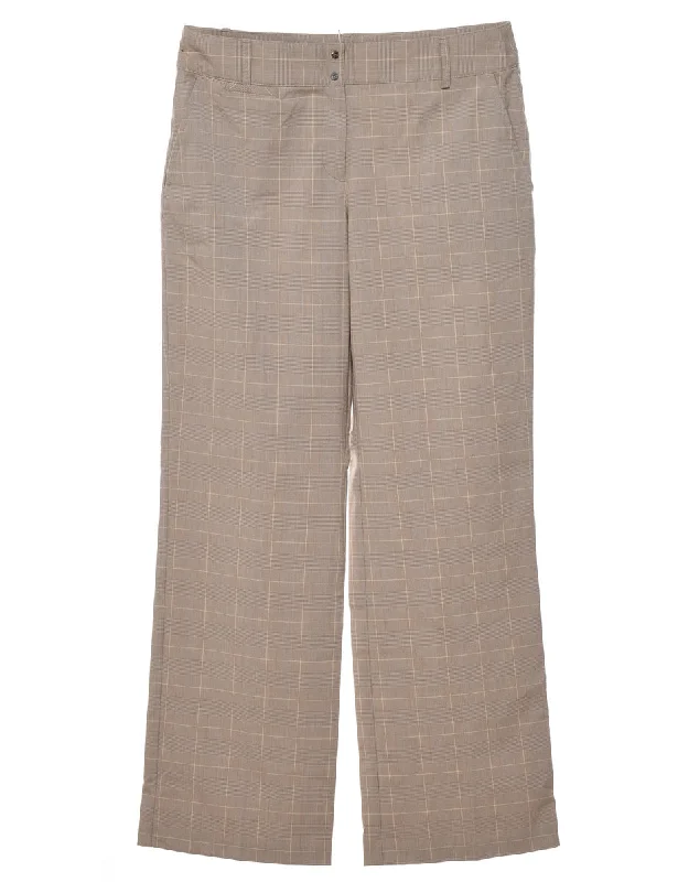 Izod Checked Light Brown Trousers - W31 L30 Trousers sophisticated sleek