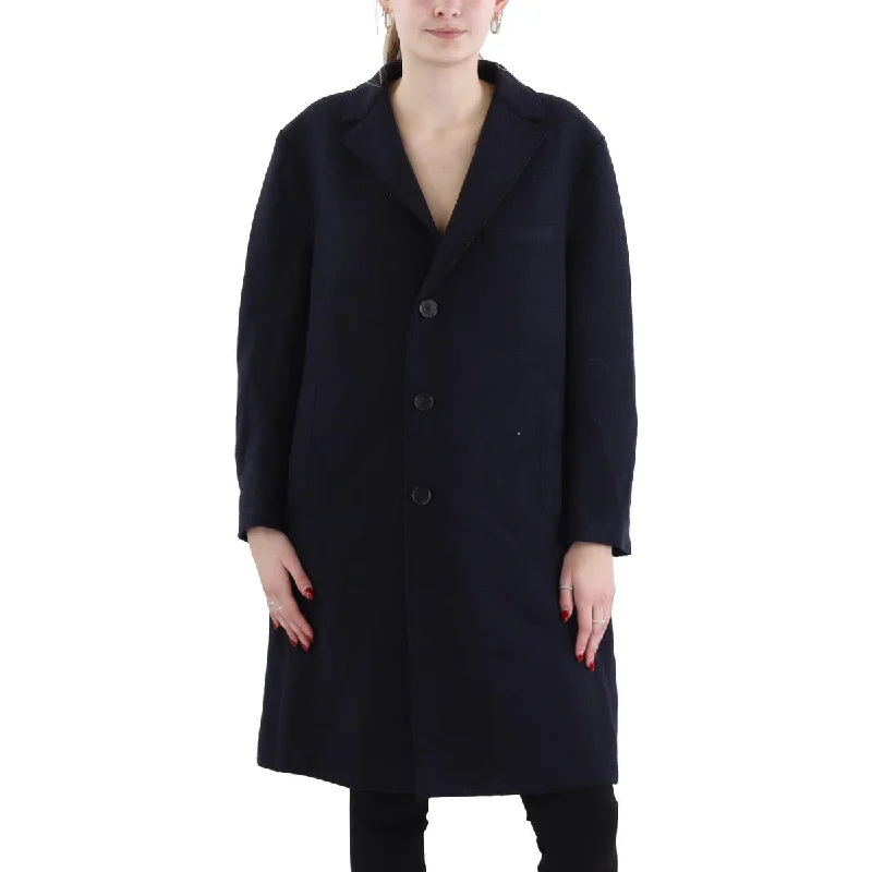 Harris Wharf London Womens Oversized Long Wool Coat Knit Woven Fleece