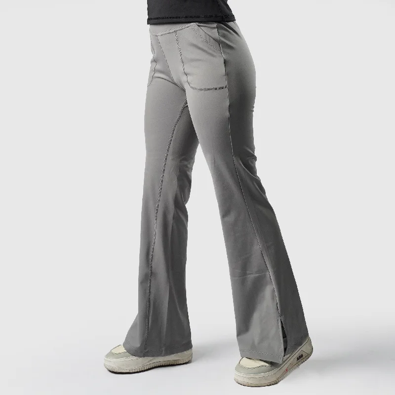Tf-Premium Grey High Waisted Flare Cut Leggings Fashionable Full-Length Active Leggings