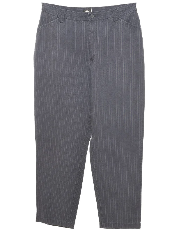 Tapered Navy Lee Striped Trousers - W34 L29 Trousers sophisticated sleek
