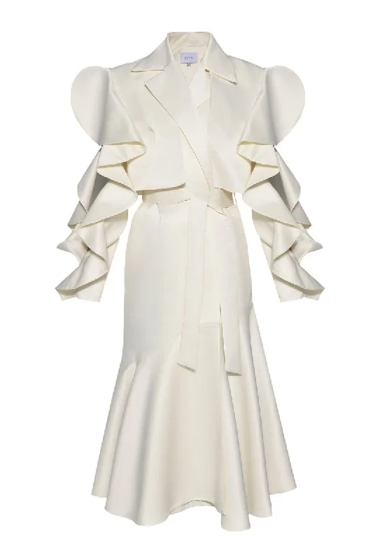 IVORY TRENCH COAT Sleeveless Short Sleeve Long Sleeve