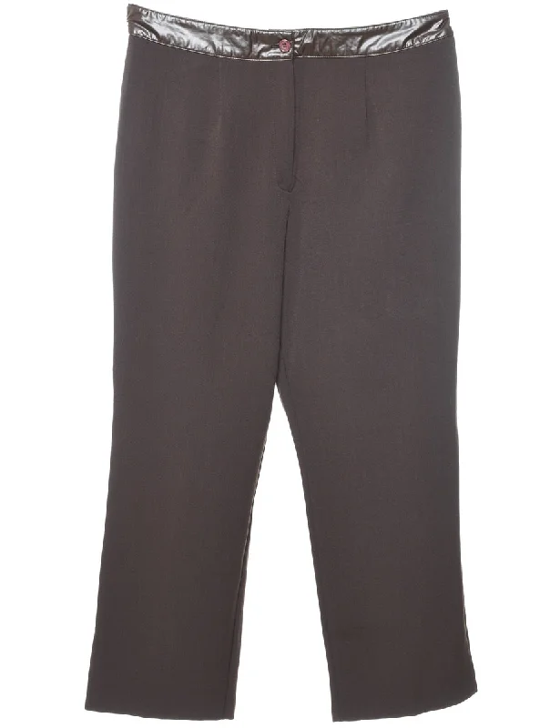 Tapered Dark Brown Trousers - W37 L29 Trousers Bridal Satin