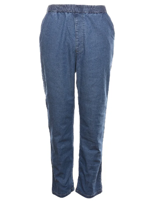 Tapered Medium Wash Casual Denim Trousers - W30 L30 Trousers Mesh Breathable