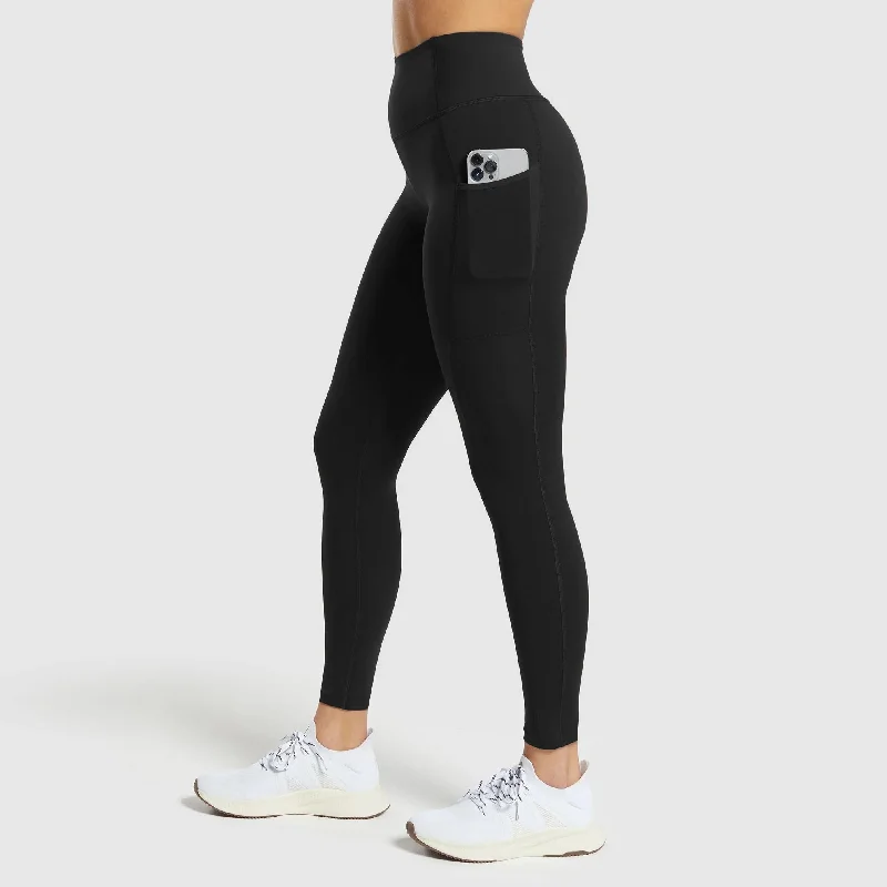 Tf-Premium Black Pocket Leggings Elegant Black Leggings