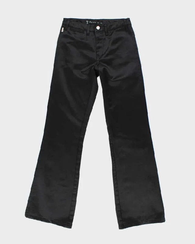 Vintage Y2k 00s GX Black Shiny Bootcut Trousers - W26 L31 Trousers Custom Made