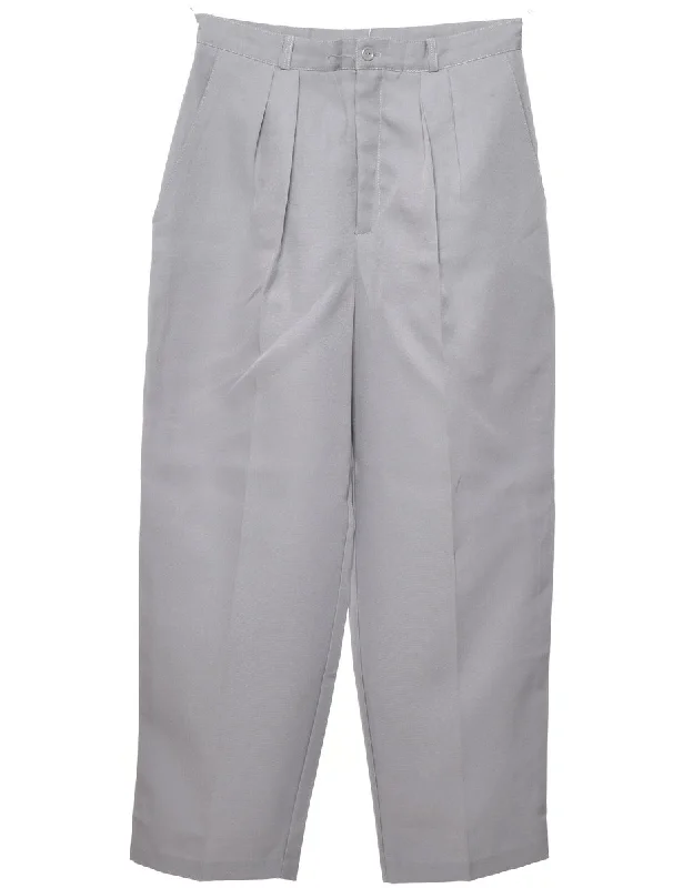 High Waist Grey Pleated Trousers - W28 L28 Trousers Spring Floral