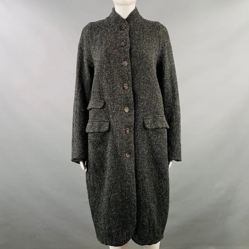 H+ HANNOH WESSEL Size XS Grey Charcoal Virgin Wool Button Up Coat Parka Down Jacket Wool Coat H+ HANNOH WESSEL Size XS Grey Charcoal Virgin Wool Button Up Coat Parka Down Jacket Wool Coat