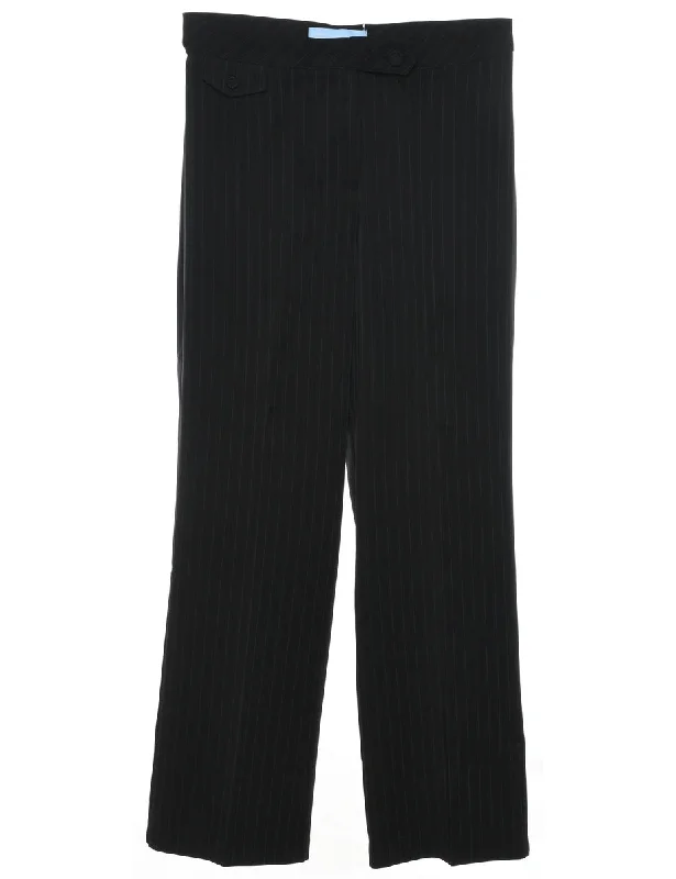 Pinstriped Black Classic Trousers - W32 L31 Trousers cozy soft