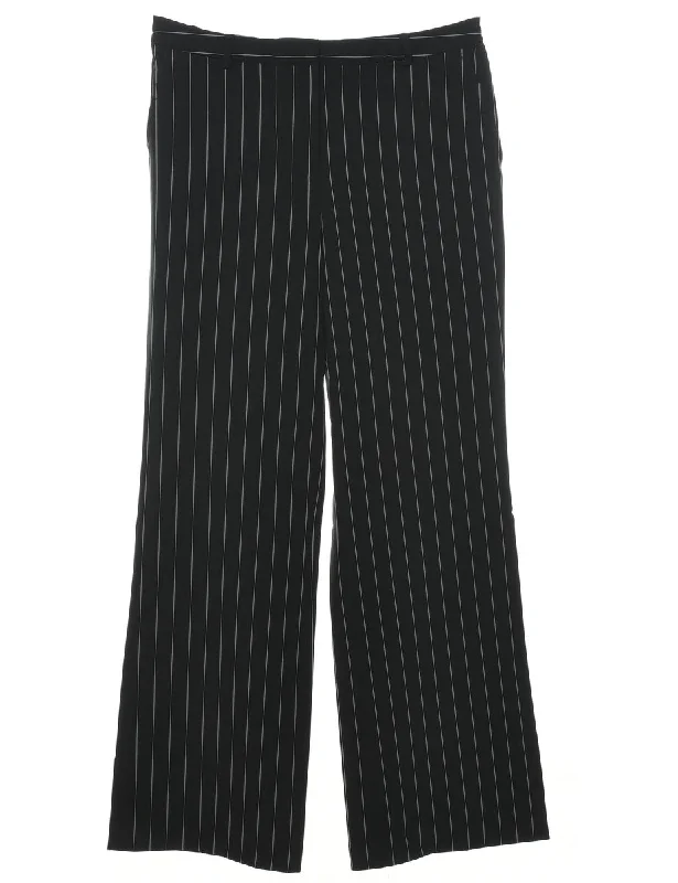 Striped Black Trousers - W30 L31 Trousers Satin Smooth