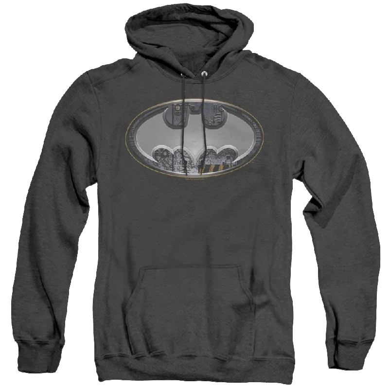 Dc Batman Steel Wall Shield - Heather Pullover Hoodie Blouson Sleeve Pullover