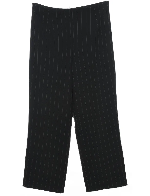 Pinstripes Black Trousers - W30 L28 Trousers Canvas Durable