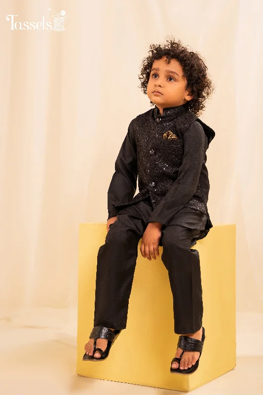 Waist Coat 3 pc Ready to Wear T-Black Turtleneck Jacket Crew Neck Jacket V-Neck Jacket