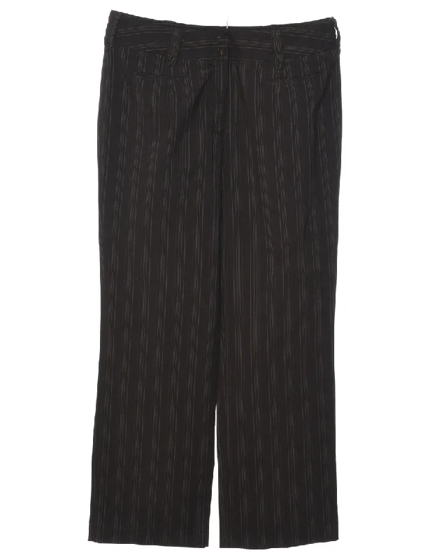Dark Brown Pinstriped Trousers - W34 L30 Trousers Lace Delicate