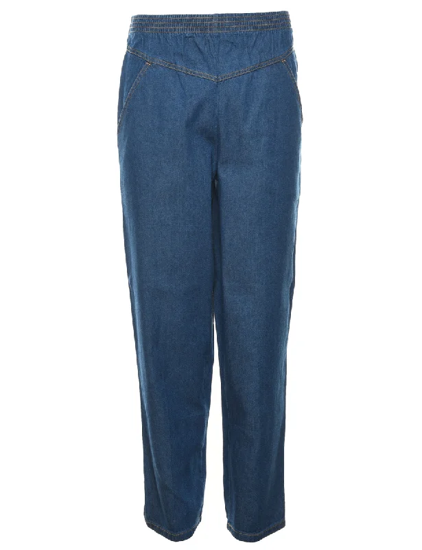 Elasticated Waist Denim Trousers - W26 L30 Trousers Custom Made