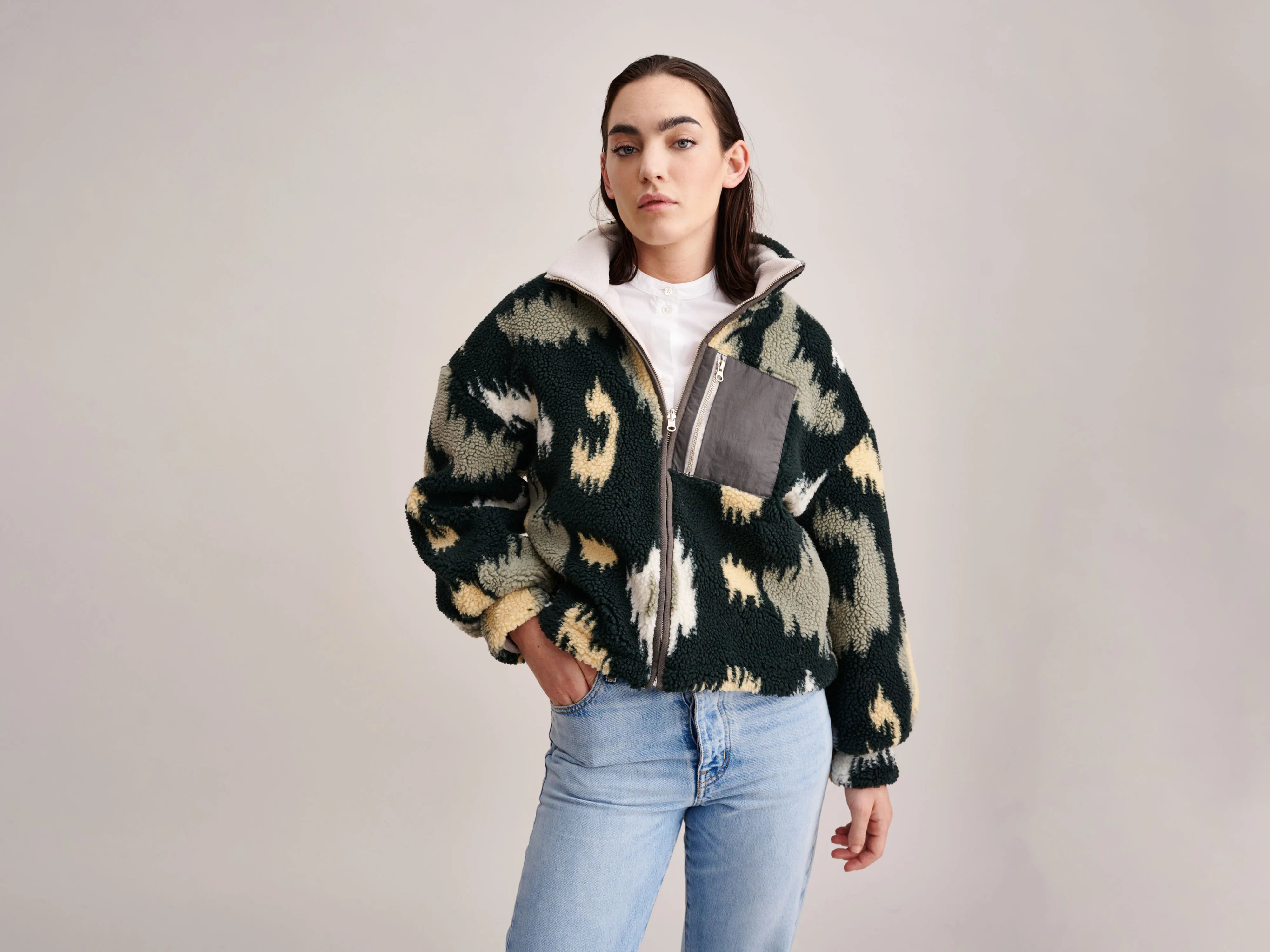 Belou Sweatshirt (232 / W / COMBO B) Hoodie with Fur Luxurious Winter