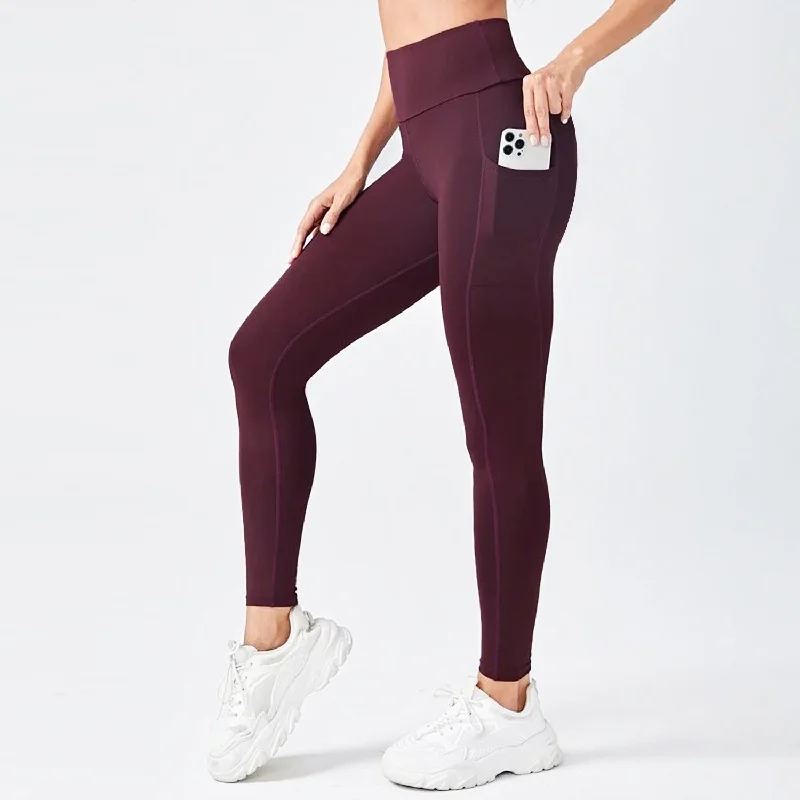 Tf-Premium Maroon Pocket Leggings Cozy Cotton Leggings