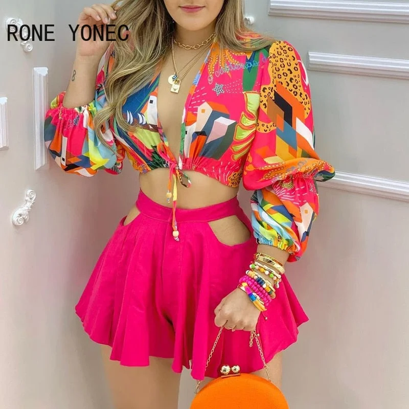 Long Sleeve Crop Top & Cutout Shorts Hooded Caped Shawl Collar