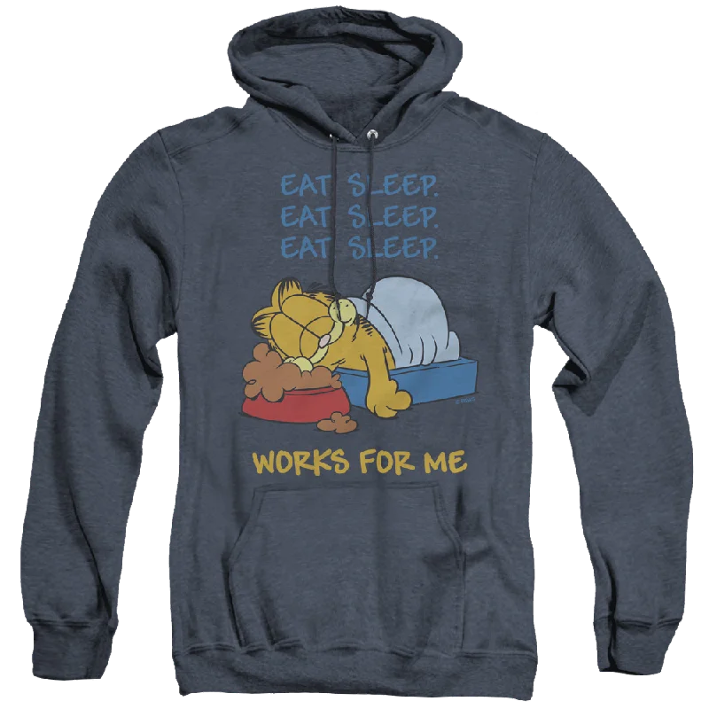 Garfield Works For Me - Heather Pullover Hoodie Fleece Warm Pullover