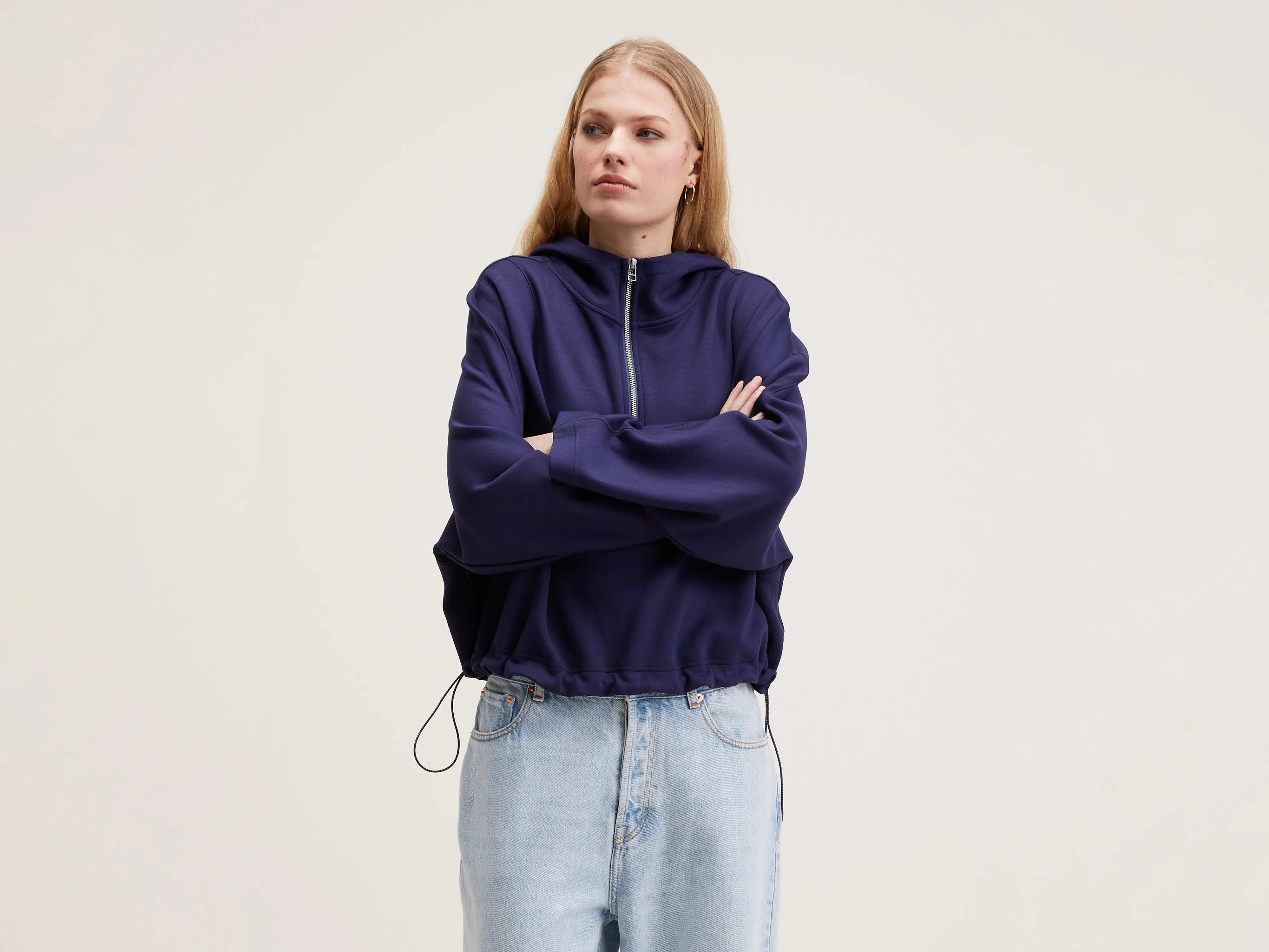 Tates wide-sleeve hoodie (242 / W / NAVAL) Hoodie with Frayed Bohemian Relaxed
