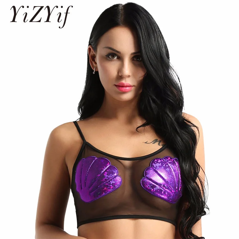 Sheer Crop Top Elasticated Padded Insulated