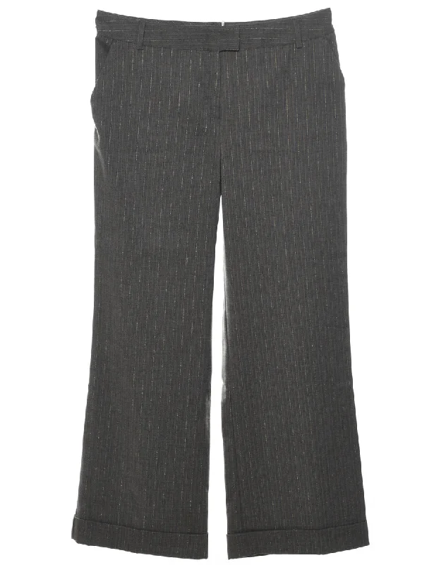 Grey Pinstriped Y2K Trousers - W34 L31 Trousers versatile functional