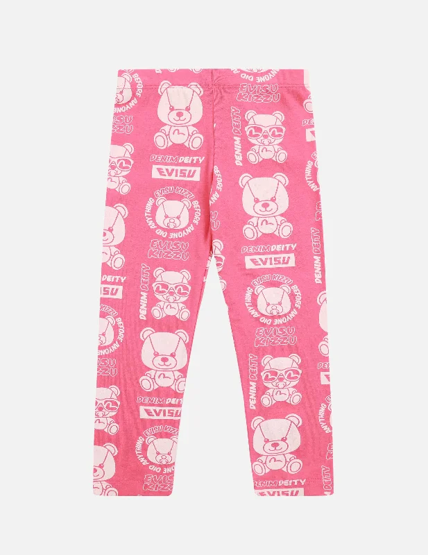 Allover  Bear Print Leggings Trendy Black Mesh Leggings