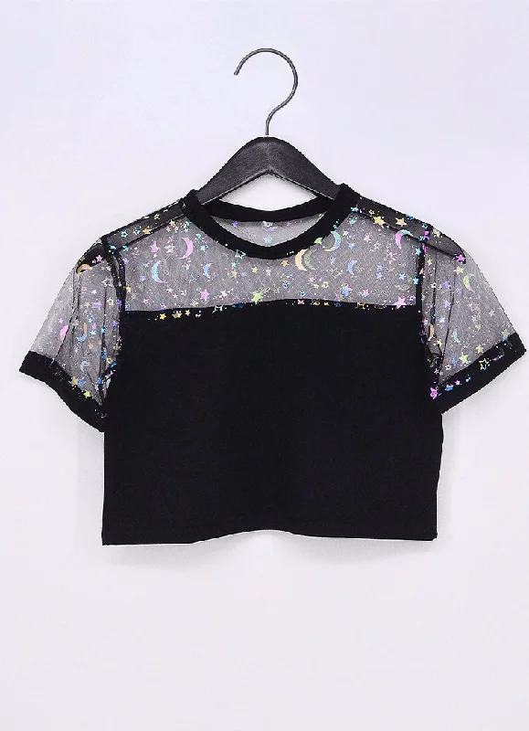 Mystic Nightfall Crop Top Boxy Fit Fitted Loose