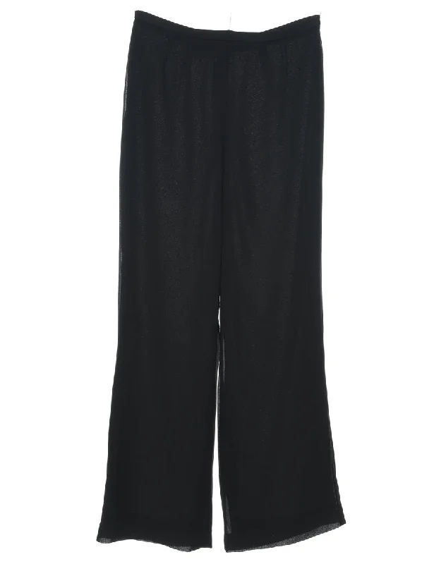 Flared Leg Black Trousers - W28 L30 Trousers Striped Patterned