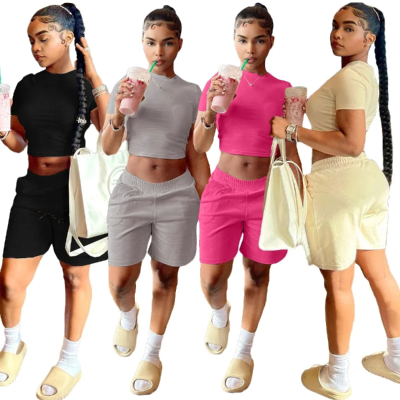 Crop Top & Shorts Set Handmade Hand-knitted Hand-woven