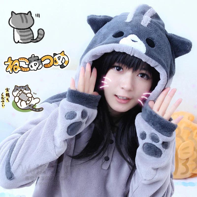 Japanese cute cat backyard sweater hoodie YV2243 Hoodie Dress Longline Feminine