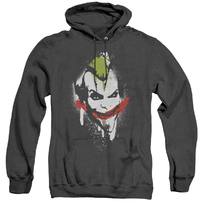 Batman Arkham City Spraypaint Smile - Heather Pullover Hoodie Boat Neck Sweater
