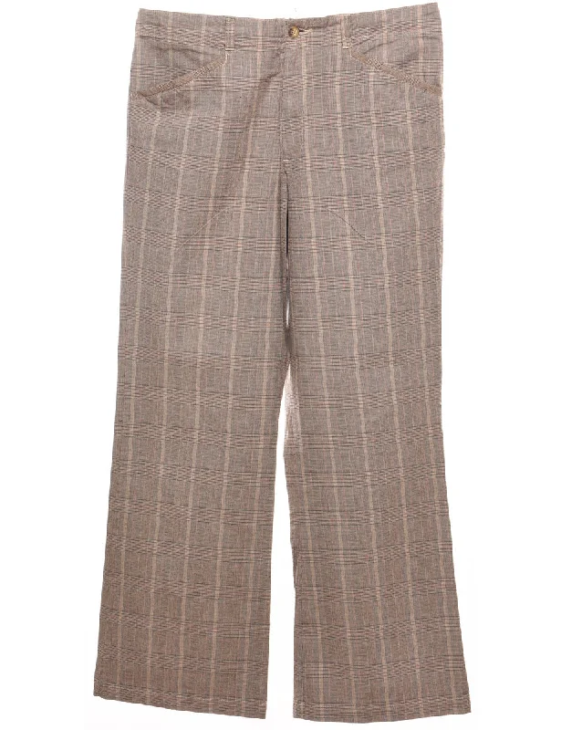 Checked Light Brown Trousers - W34 L30 Trousers Occasion Special