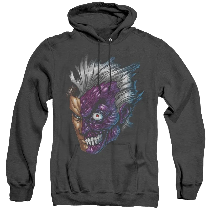 Dc Batman Just Face - Heather Pullover Hoodie Zipper Front Cardigan