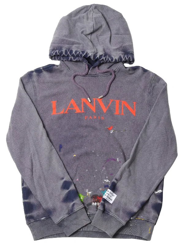 Lanvin Paint Splatter Hoodie Hoodie with Bell Sleeves Flared Feminine
