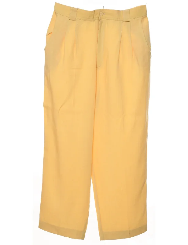 Flared Leg Yellow Trousers - W29 L25 Trousers Corduroy Warm