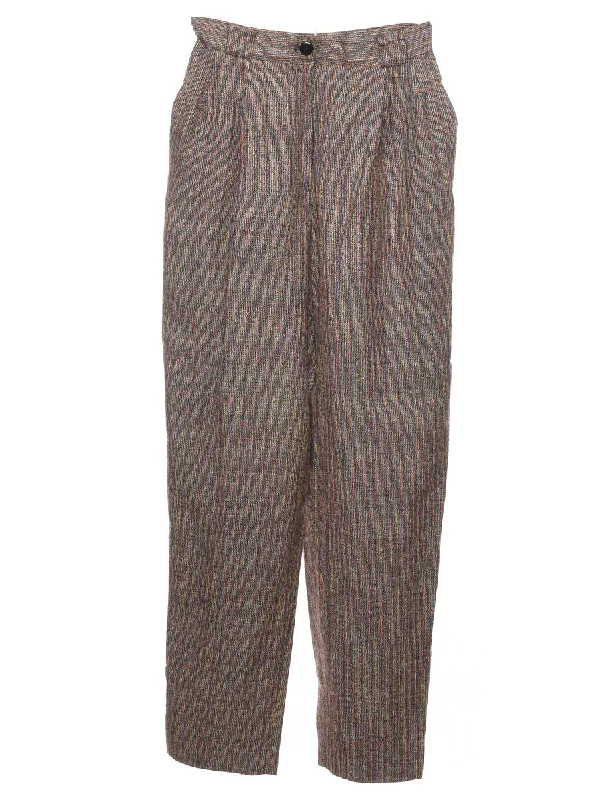 Multi-colour Pinstriped Trousers - W26 L30 Trousers Silk Elegant