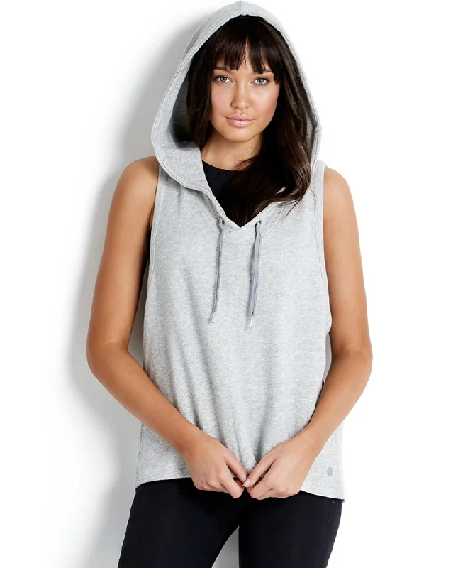 Seafolly Solid Grey Active Cross Back Hoodie Hoodie with Zipper Placket Modern Functional